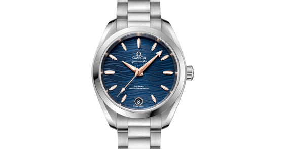 Omega Seamaster Aqua Terra 150M Co-Axial Master Chronometer 34mm Stainless Steel Blue Dial Sedna Gold Index Steel Bracelet 220.10.34.20.03.001 - BRAND NEW