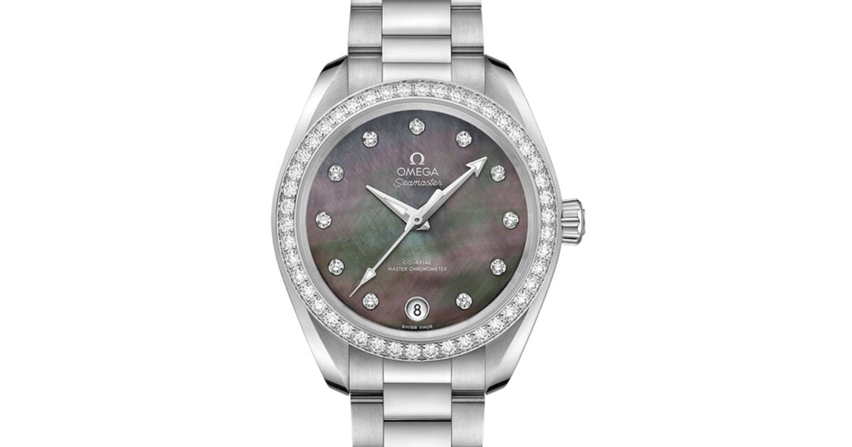 Omega Seamaster Aqua Terra 150M Co-Axial Master Chronometer 34mm Stainless Steel Diamond Bezel Grey Dial Diamond Set Index Steel Bracelet 220.15.34.20.57.001 - BRAND NEW