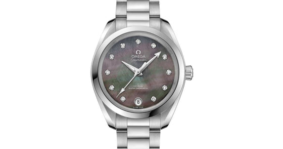 Omega Seamaster Aqua Terra 150M Co-Axial Master Chronometer 34mm Stainless Steel Grey Dial Diamond Set Index Steel Bracelet 220.10.34.20.57.001 - BRAND NEW