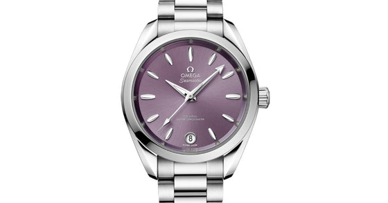 Omega Seamaster Aqua Terra 150M Co-Axial Master Chronometer 34mm Stainless Steel Purple Index Dial Steel Bracelet 220.10.34.20.10.002 - BRAND NEW