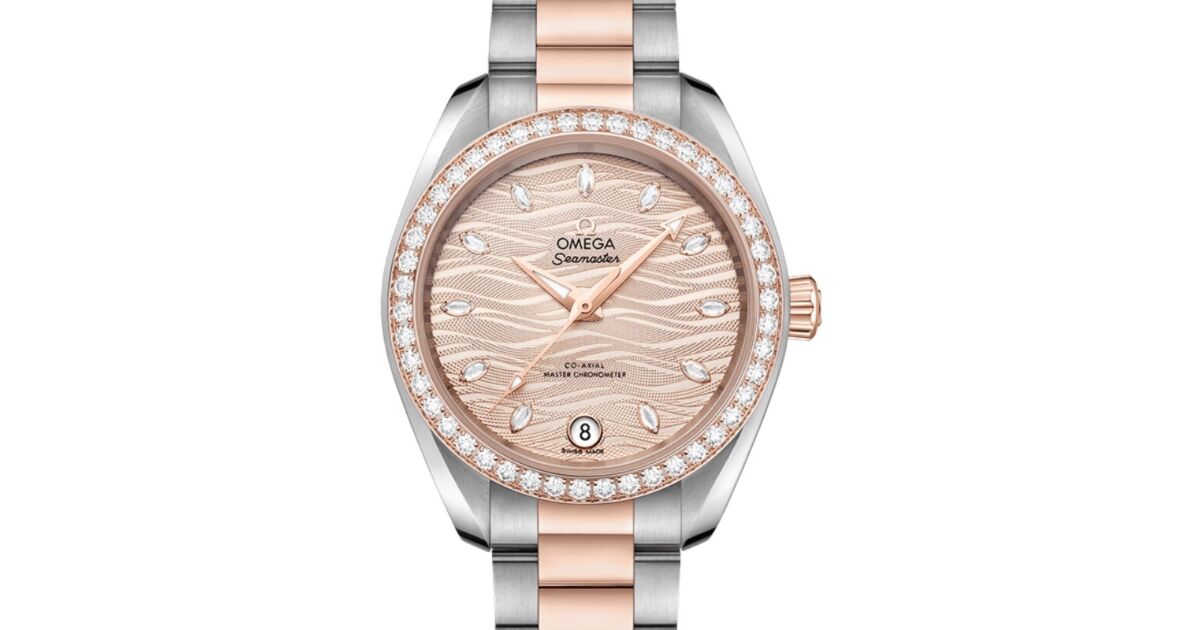 Omega Seamaster Aqua Terra 150M Co-Axial Master Chronometer 34mm Stainless Steel Sedna Gold Diamond Bezel Grey Nude Diamond Hour Dial Steel-Sedna Gold Bracelet 220.25.34.20.59.001 - BRAND NEW