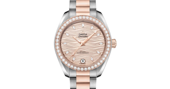 Omega Seamaster Aqua Terra 150M Co-Axial Master Chronometer 34mm Stainless Steel Sedna Gold Diamond Bezel Grey Nude Diamond Hour Dial Steel-Sedna Gold Bracelet 220.25.34.20.59.001 - BRAND NEW