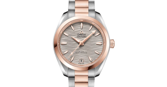 Omega Seamaster Aqua Terra 150M Co-Axial Master Chronometer 34mm Stainless Steel Sedna Gold Grey Dial Sedna Gold Index Steel Sedna Gold Bracelet 220.20.34.20.06.001 - BRAND NEW
