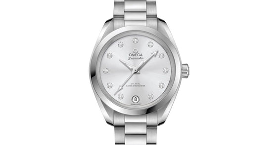Omega Seamaster Aqua Terra 150M Co-Axial Master Chronometer 34mm Stainless Steel Silver Dial Diamond Set Index Steel Bracelet 220.10.34.20.60.001 - BRAND NEW