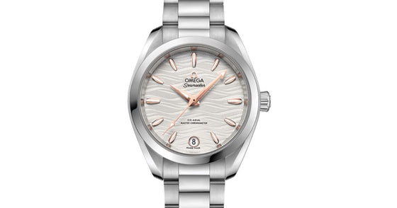 Omega Seamaster Aqua Terra 150M Co-Axial Master Chronometer 34mm Stainless Steel Silver Dial Sedna Gold Index Steel Bracelet 220.10.34.20.02.001 - BRAND NEW