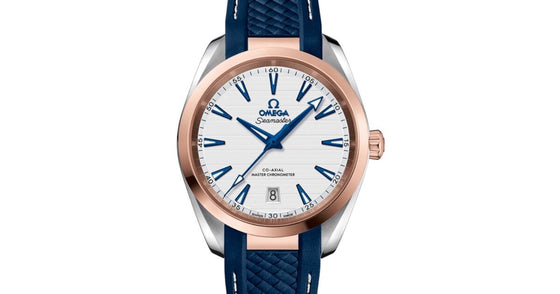 Omega Seamaster Aqua Terra 150M Co-Axial Master Chronometer 38mm Stainless Steel Sedna Gold Silver Dial Rubber Strap 220.22.38.20.02.001 - BRAND NEW