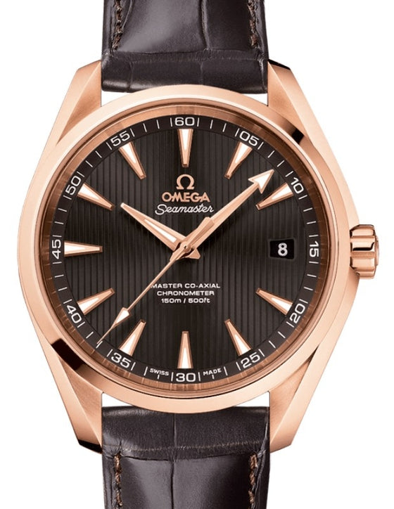 Omega Seamaster Aqua Terra 150M Co-Axial Master Chronometer 41.5mm Red Gold Grey Dial Alligator Leather Strap 231.53.42.21.06.002 - BRAND NEW