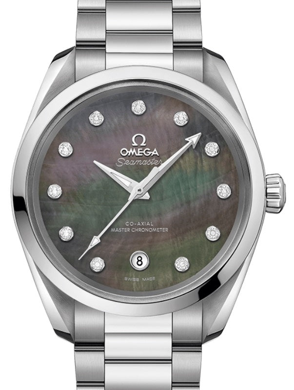 Omega Seamaster Aqua Terra 150M Co-Axial Master Chronometer Ladies 38mm Stainless Steel Grey Dial Dimond Set Index Steel Bracelet 220.10.38.20.57.001 - BRAND NEW