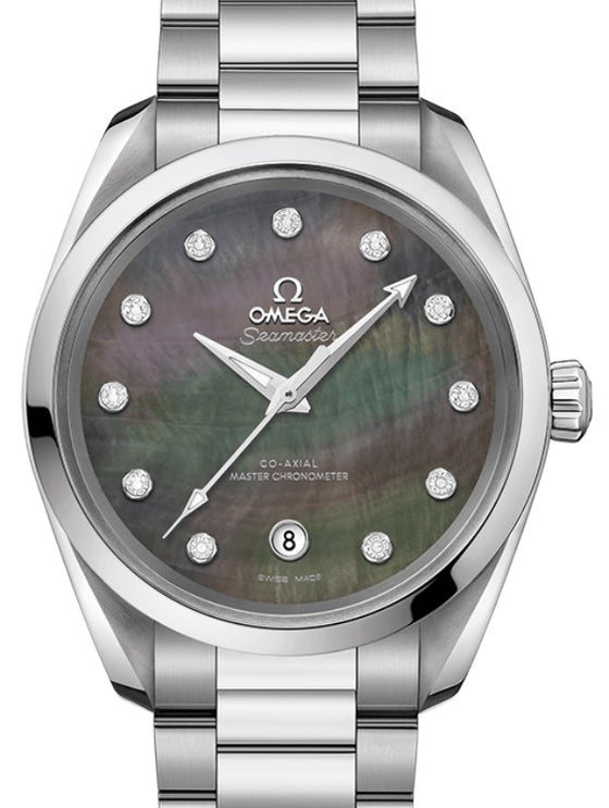 Omega Seamaster Aqua Terra 150M Co-Axial Master Chronometer Ladies 38mm Stainless Steel Grey Dial Diamond Set Index Steel Bracelet 220.10.38.20.57.001 - BRAND NEW