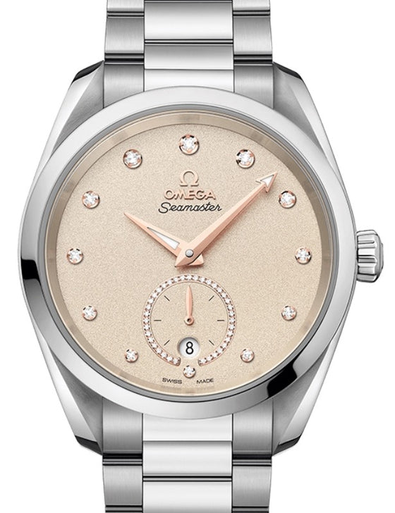Omega Seamaster Aqua Terra 150M Co-Axial Master Chronometer Small Seconds 38mm Stainless Steel Grey Dial Diamond Set Index Steel Bracelet 220.10.38.20.59.001 - BRAND NEW