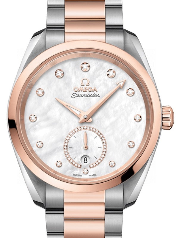 Omega Seamaster Aqua Terra 150M Co-Axial Master Chronometer Small Seconds 38mm Stainless Steel Sedna Gold Bezel White Dial Dimond Set Index Steel Sedna Gold Bracelet 220.20.38.20.55.002 - BRAND NEW