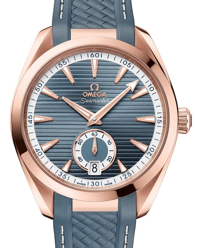Omega Seamaster Aqua Terra 150M Co-Axial Master Chronometer Small Seconds 41mm Sedna Gold Blue Dial Rubber Strap 220.52.41.21.03.002 - BRAND NEW