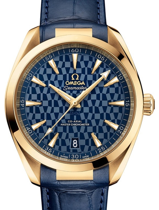 Omega Seamaster Aqua Terra 150M Co-Axial Master Chronometer Yellow Gold 41mm Blue Dial Alligator Leather Strap 522.53.41.21.03.001 - BRAND NEW
