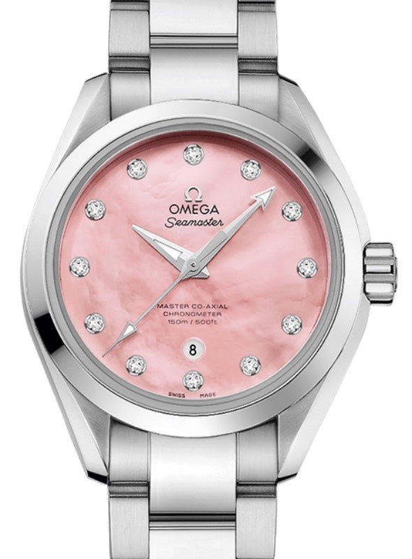 Omega Seamaster Aqua Terra 150M Master Co-Axial Chronometer 34mm Stainless Steel Pink Dial Diamond Index Steel Bracelet 231.10.34.20.57.003 - BRAND NEW