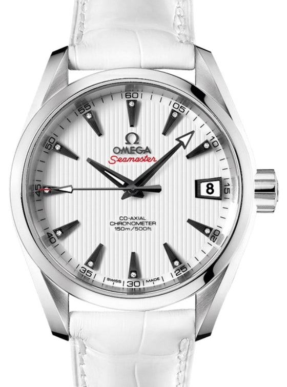Omega Seamaster Aqua Terra 150M Omega Co-Axial 38.5mm Stainless Steel White Dial Alligator Leather Strap 231.13.39.21.54.001 - BRAND NEW