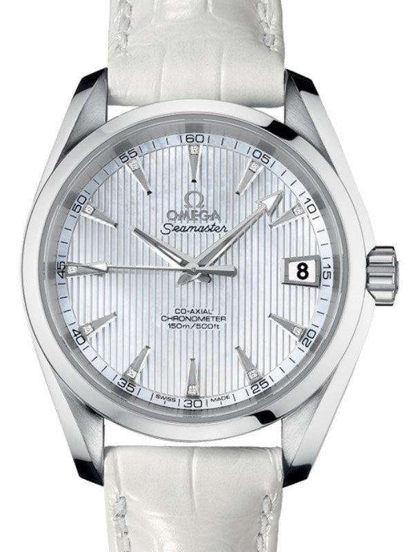 Omega Seamaster Aqua Terra 150M Omega Co-Axial 38.5mm Stainless Steel White Dial Alligator Leather Strap 231.13.39.21.55.001 - BRAND NEW