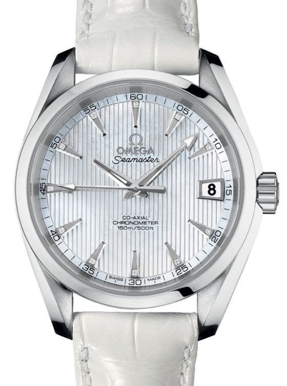 Omega Seamaster Aqua Terra 150M Omega Co-Axial 38.5mm Stainless Steel White Dial Alligator Leather Strap 231.13.39.21.55.001 - BRAND NEW