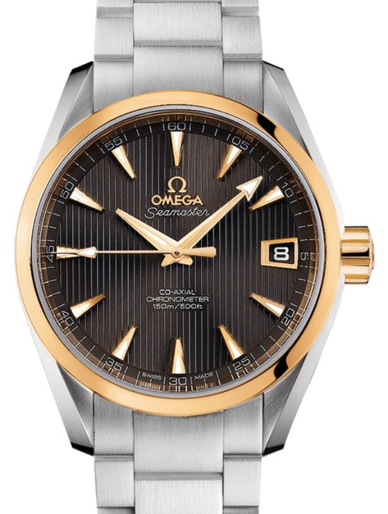Omega Seamaster Aqua Terra 150M Omega Co-Axial 38.5mm Stainless Steel Yellow Gold Grey Dial Steel Bracelet 231.20.39.21.06.004 - BRAND NEW