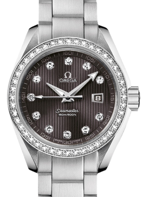 Omega Seamaster Aqua Terra 150M Quartz 30mm Stainless Steel Diamond Bezel Grey Dial Diamond Set Index Steel Bracelet 231.15.30.61.56.001 - BRAND NEW