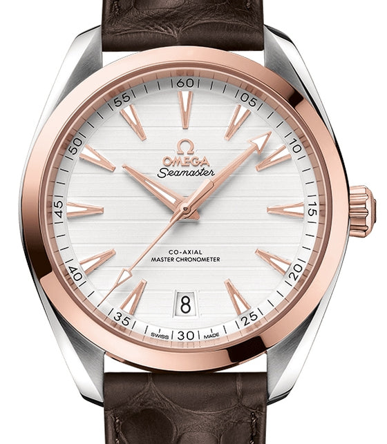 Omega Seamaster Aqua Terra 150M Sedna Gold/Steel Silver Dial & Leather Strap 41mm 220.23.41.21.02.001 - BRAND NEW