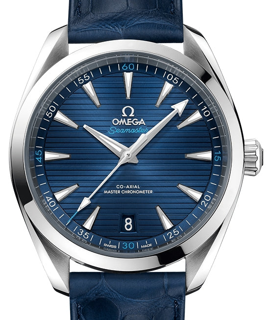 Omega Seamaster Aqua Terra 150M Co-Axial Master Chronometer 41mm Stainless Steel Blue Dial Alligator Leather Strap 220.13.41.21.03.001 - BRAND NEW