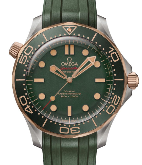 Omega Seamaster Diver 300m 42mm Titanium/Bronze Gold Green Dial Rubber Strap 210.92.42.20.10.001