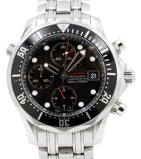 Omega Seamaster Diver 300m Chronograph Stainless Steel Black Dial Steel Bracelet 213.30.42.40.01.001 - PRE-OWNED