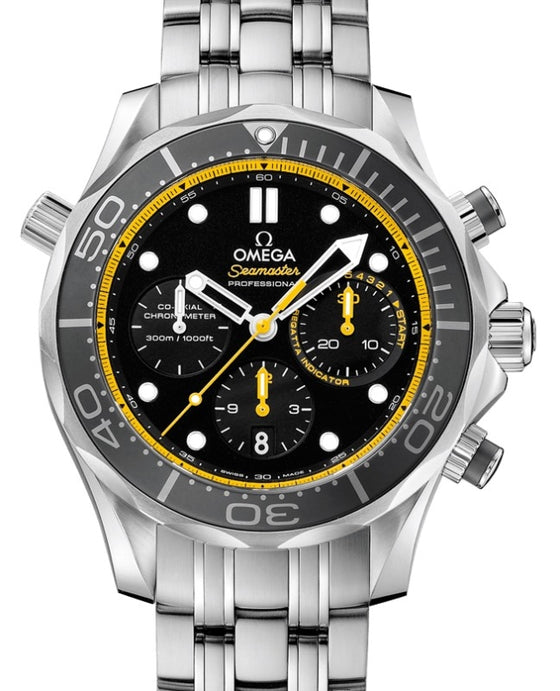 Omega Seamaster Diver 300M Co-Axial Chronometer Chronograph 44mm Stainless Steel Black Dial Bracelet 212.30.44.50.01.002 - BRAND NEW