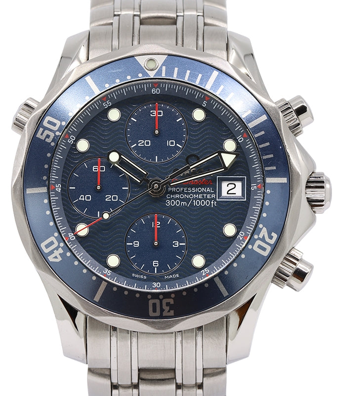Omega Seamaster Diver 300m Co-Axial Chronograph Stainless Steel Blue 41.5mm Dial Bezel & Bracelet 2225.80.00 - PRE-OWNED