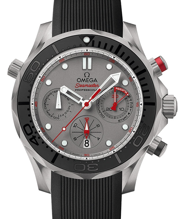 Omega Seamaster Diver 300M Co?Axial Chronometer Chronograph "ETNZ" 44mm Titanium Grey Dial Rubber Strap 212.92.44.50.99.001 - BRAND NEW