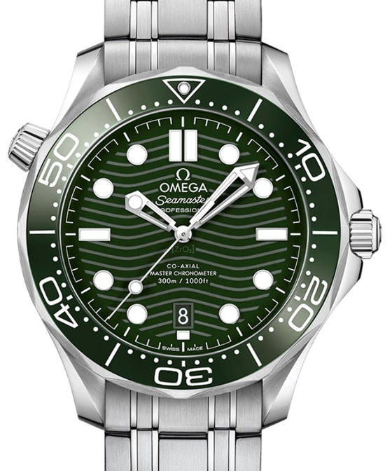 Omega Seamaster Diver 300M Co-Axial Master Chronometer 42mm Stainless Steel Green Dial Bracelet 210.30.42.20.10.001 - BRAND NEW