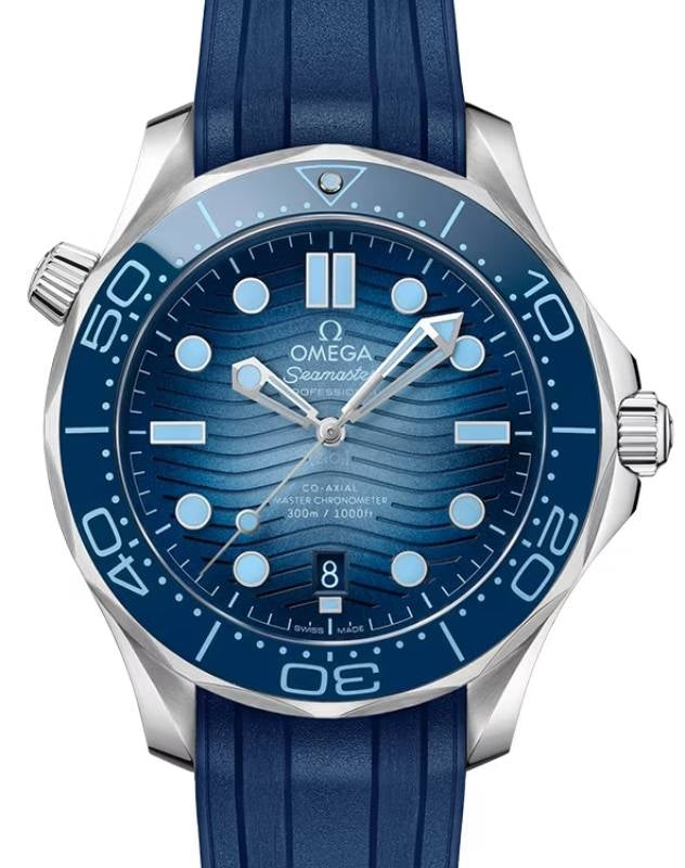 Omega Seamaster Diver 300M Co?Axial Master Chronometer 42mm Steel Summer Blue Dial Rubber 210.32.42.20.03.002 - BRAND NEW