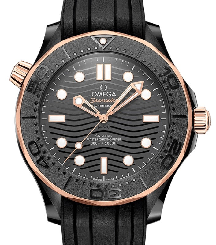 Omega Seamaster Diver 300M 43.5mm Ceramic Black Dial Rubber Strap 210.62.44.20.01.001