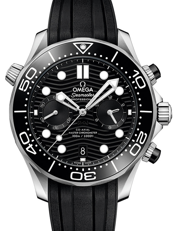 Omega Seamaster Diver 300M Co?Axial Master Chronometer Chronograph 44mm Stainless Steel Black Dial Rubber Strap 210.32.44.51.01.001 - BRAND NEW
