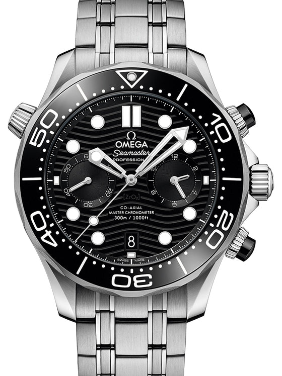 Omega Seamaster Diver 300M Co-Axial Master Chronometer Chronograph 44mm Stainless Steel Black Dial 210.30.44.51.01.001 - BRAND NEW
