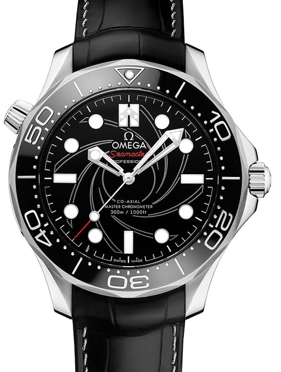 Omega Seamaster Diver 300M Co-Axial Master Chronometer 42mm "James Bond" Numbered Edition Platinum Black Dial Leather Strap 210.93.42.20.01.001 - BRAND NEW