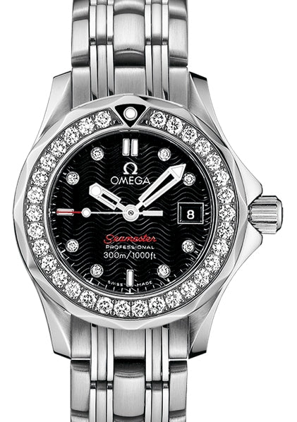 Omega Seamaster Diver 300M Quartz Stainless Steel Black Dial & Diamond Bezel Steel Bracelet 28mm 212.15.28.61.51.001 - BRAND NEW