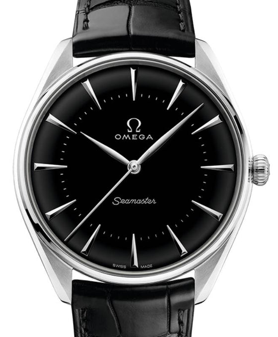 Omega Seamaster Olympic Official Timekeeper 39.5mm Platinum Black Dial Leather Strap 522.93.40.20.01.001