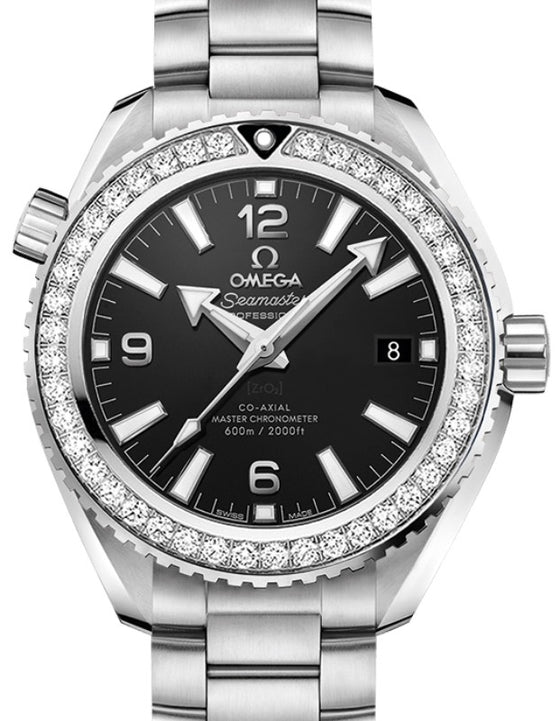 Omega Seamaster Planet Ocean 600M 39.5mm Steel Diamond Bezel Black Dial Bracelet 215.15.40.20.01.001