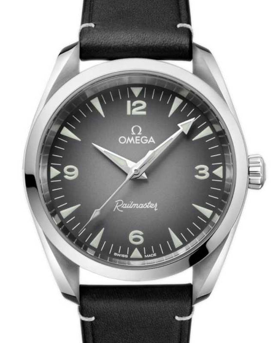 Omega Seamaster Railmaster 38mm Steel Grey Dial Leather Strap 235.12.38.20.06.001