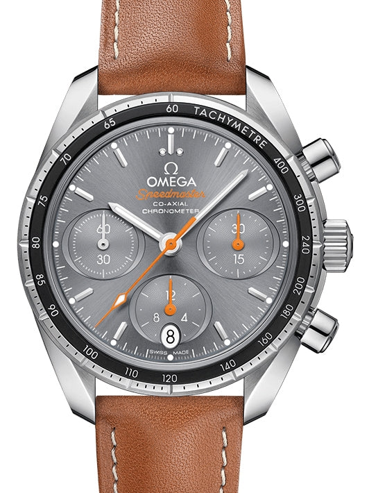 Omega Speedmaster 38 Co?Axial Chronograph Stainless Steel Grey Dial Leather Strap 324.32.38.50.06.001 - BRAND NEW