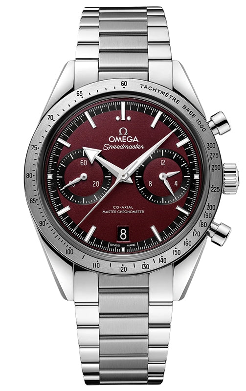 Omega Speedmaster '57 Chronograph 40.5mm Burgundy Dial Steel Bracelet 332.10.41.51.11.001