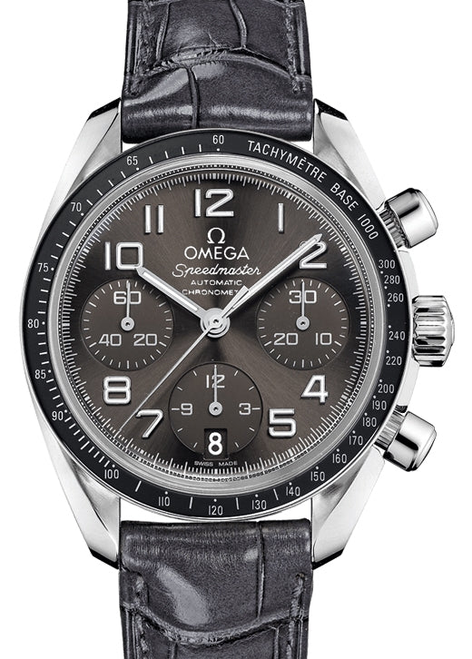 Omega Speedmaster Chronograph Stainless Steel Grey Dial Leather Strap 324.33.38.40.06.001 - BRAND NEW