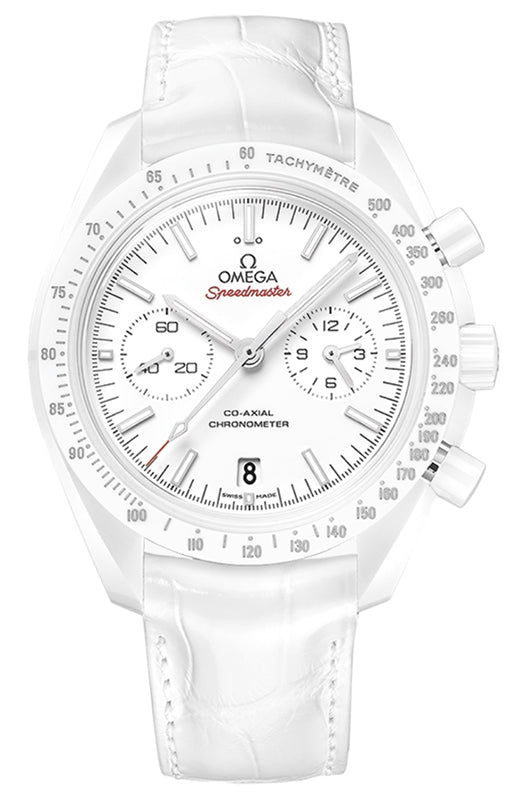 Omega Speedmaster Dark Side Of The Moon Chronograph Ceramic White Dial Leather Strap 311.93.44.51.04.002