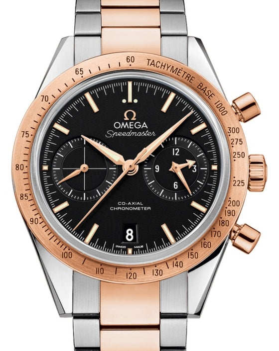 Omega Speedmaster '57 Co-Axial Chronometer Chronograph 41.5mm Black Dial Stainless Steel Red Gold Bracelet 331.20.42.51.01.002 - BRAND NEW