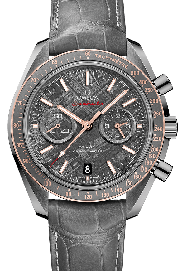 Omega Speedmaster Dark Side Of The Moon Co-Axial Chronometer Chronograph 44.25mm "Meteorite" Ceramic Sedna Gold Bezel Grey Dial Alligator Leather Strap 311.63.44.51.99.002 - BRAND NEW