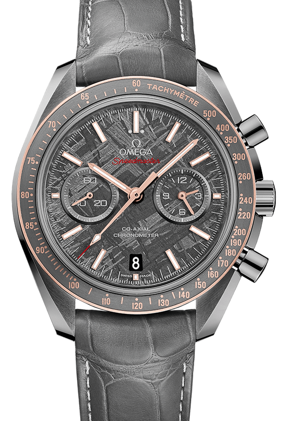 Omega Speedmaster Dark Side Of The Moon Co-Axial Chronometer Chronograph 44.25mm "Meteorite" Ceramic Sedna Gold Bezel Grey Dial Alligator Leather Strap 311.63.44.51.99.002 - BRAND NEW