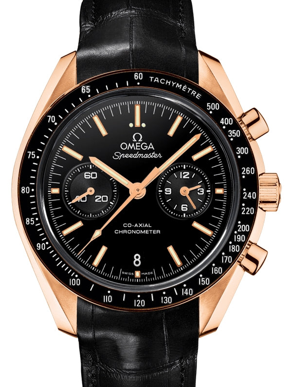 Omega Speedmaster Two Counters Chronograph 44.25mm Orange Gold Ceramic Bezel Black Dial Leather Strap 311.63.44.51.01.001 - BRAND NEW