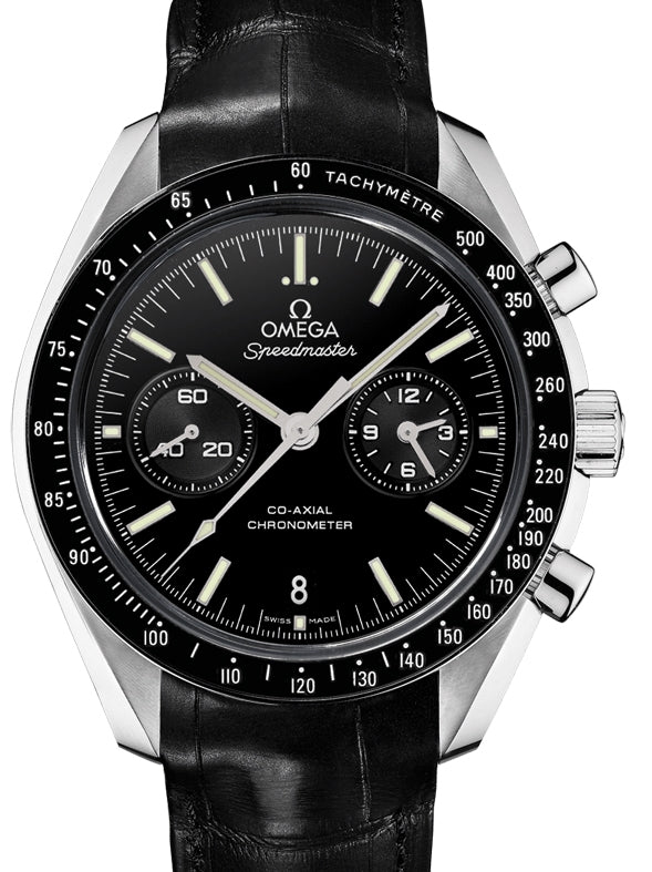 Omega Speedmaster Two Counters Co-Axial Chronometer Chronograph 44.25mm Platinum Black Dial Alligator Leather Strap 311.93.44.51.01.002 - BRAND NEW