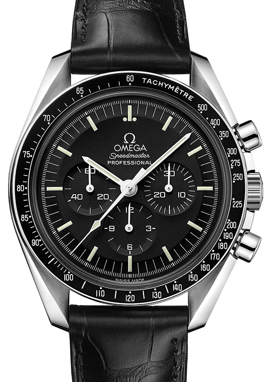Omega Speedmaster Moonwatch Professional Chronograph 42mm Stainless Steel Black Dial Leather Strap 311.33.42.30.01.001 - BRAND NEW